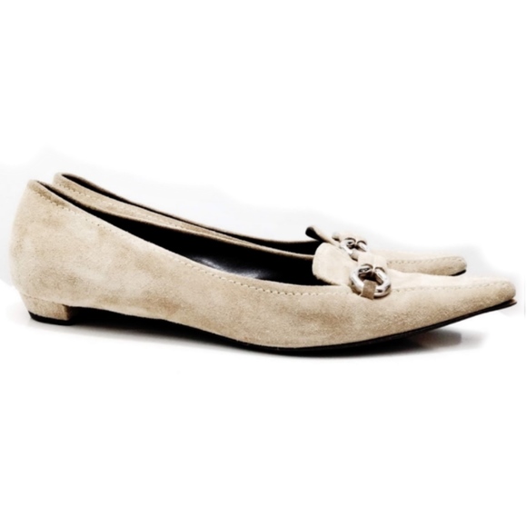 Prada Luxury Cream Suede Flats with Silver Detail- Size 10 - Picture 7 of 8
